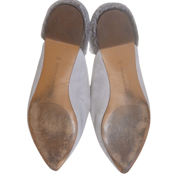 Banana Republic Gray Suede Mules Women's Furry Suede Slides size 10.5 - Picture 8 of 10